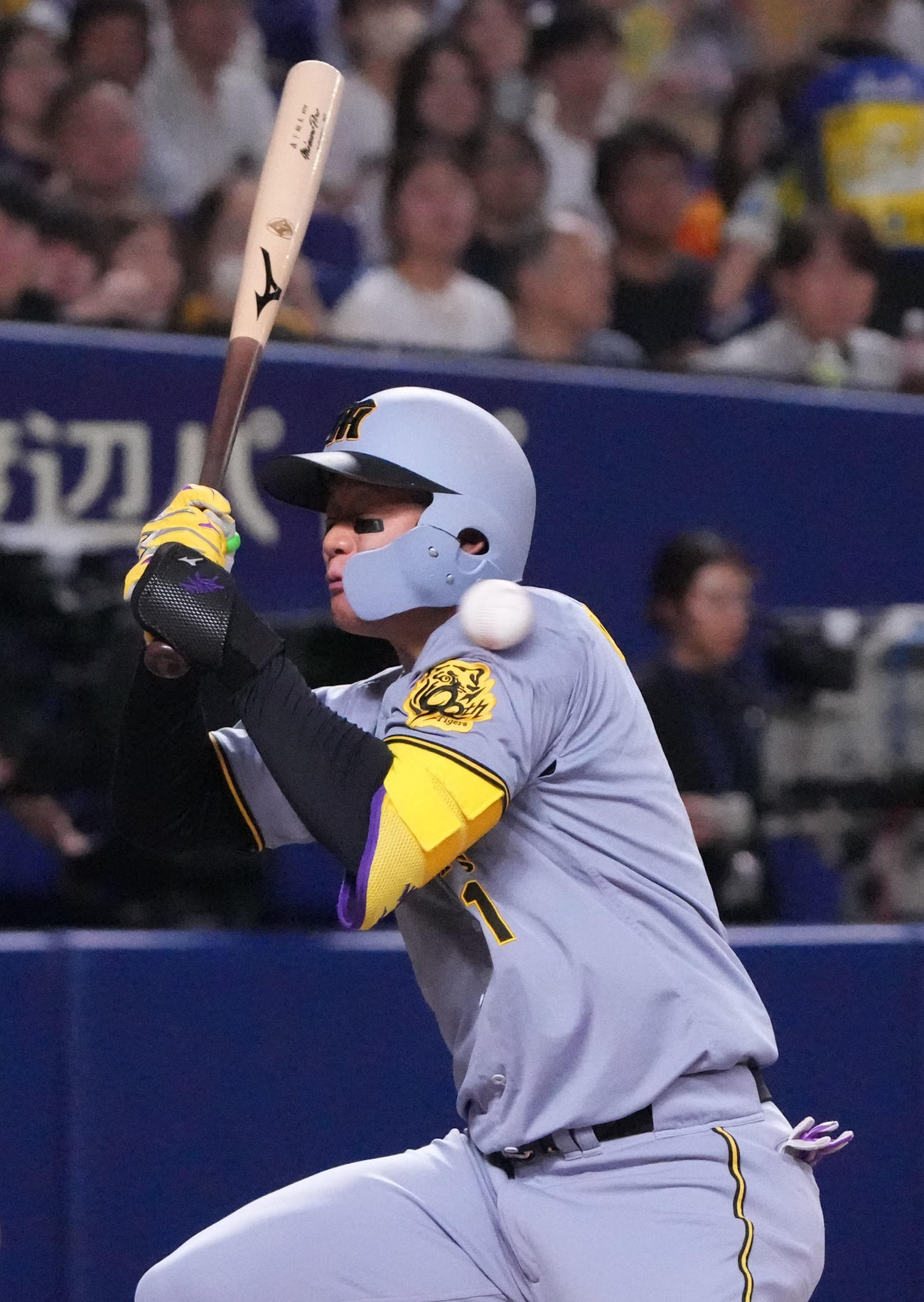 中日対阪神　1回表阪神2死、死球を受ける森下（撮影・森本幸一）