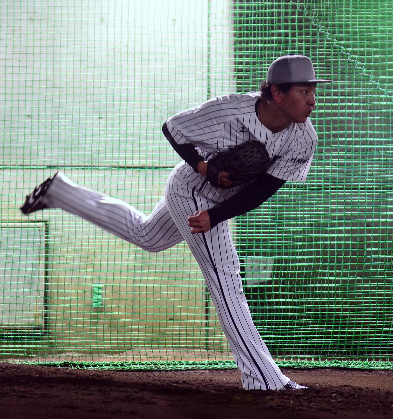 くふうハヤテ田中健二朗投手（2025年2月撮影）