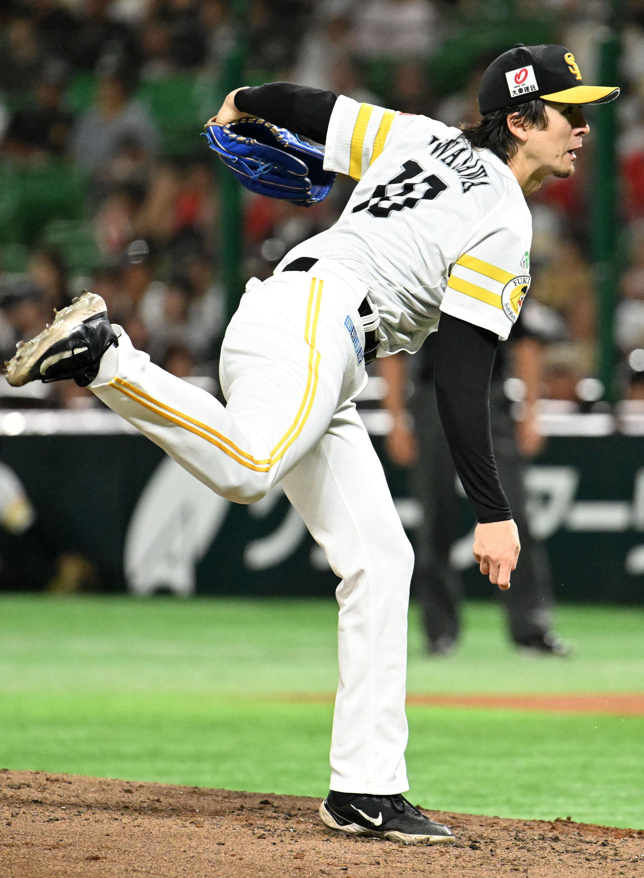 ソフトバンク対オリックス　通算1000奪三振を達成した上沢（撮影・林敢治）