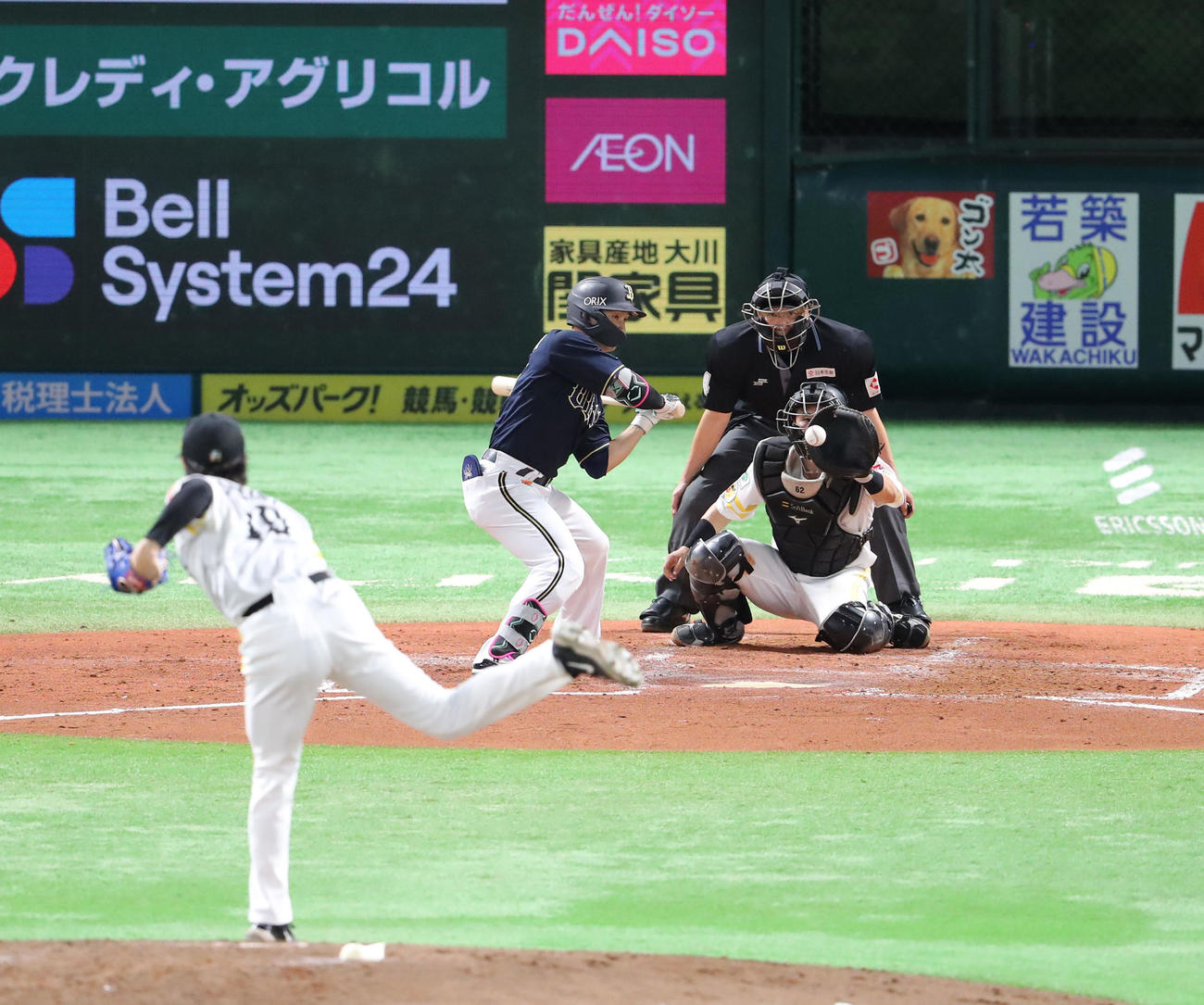 ソフトバンク対オリックス　3回表オリックス2死、西川は見逃しの三振（撮影・梅根麻紀）