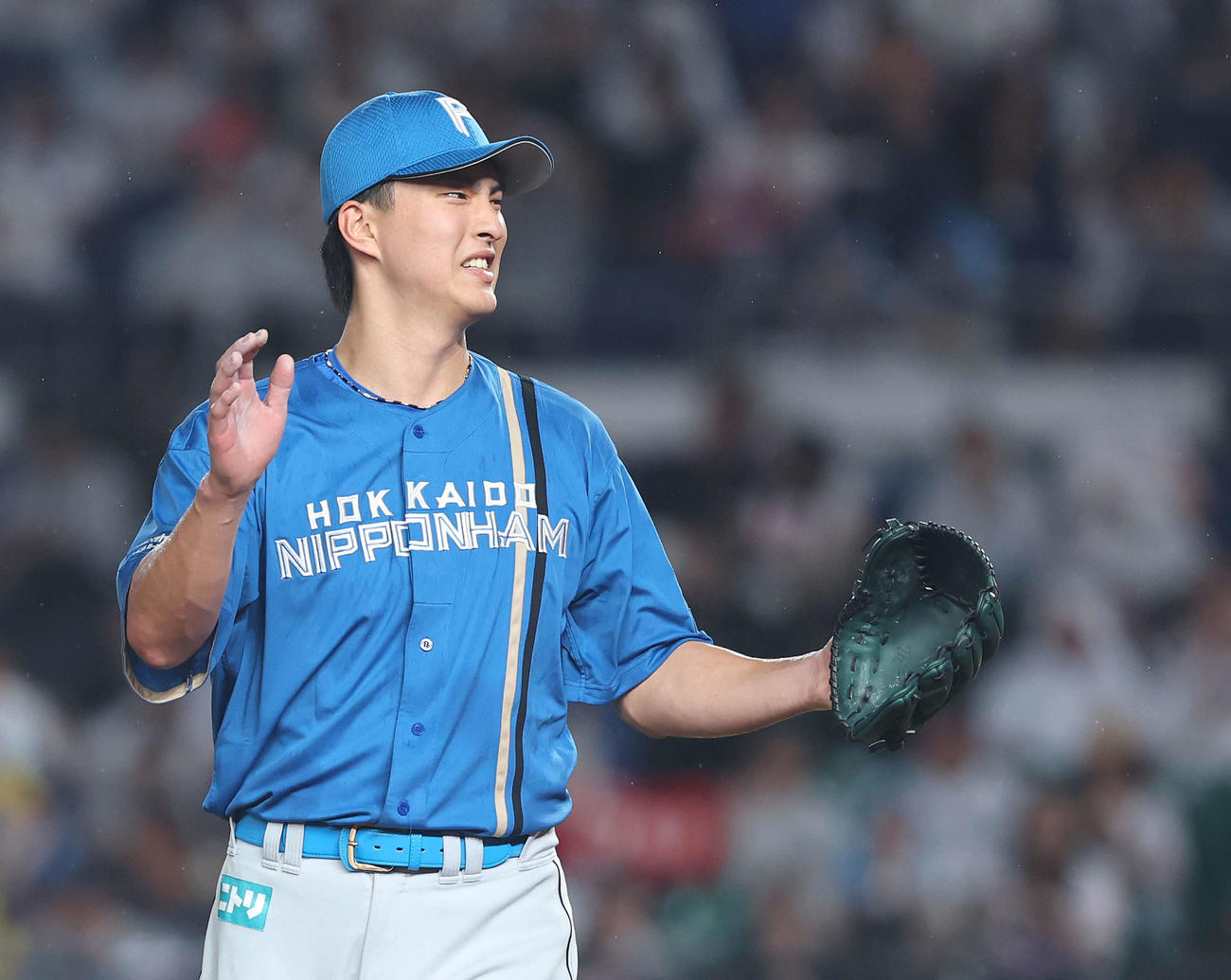 ロッテ対日本ハム　6回裏ロッテ2死一、二塁、安田を中飛に抑える達（撮影・河田真司）