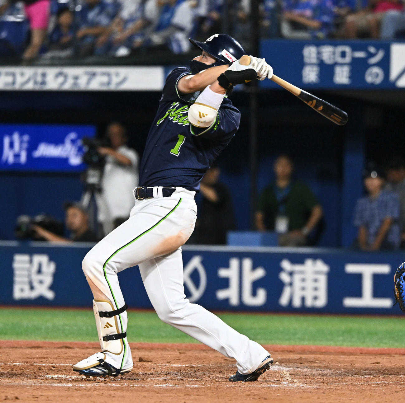 DeNA対ヤクルト　3回表ヤクルト2死一、三塁、山田は右飛に倒れる（撮影・滝沢徹郎）