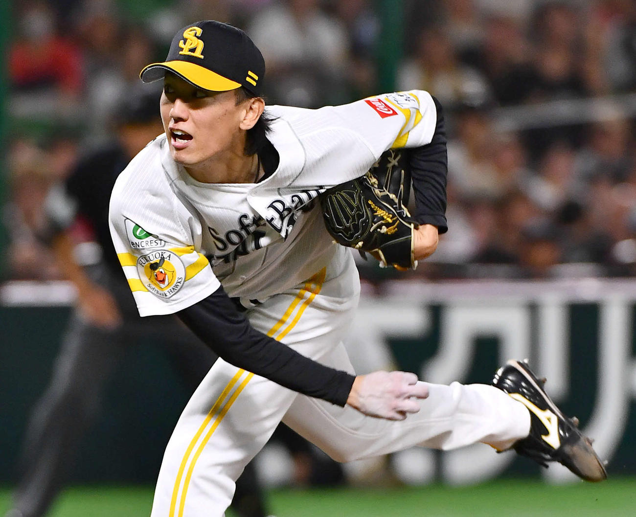 ソフトバンク対楽天　ソフトバンク先発の大津（撮影・岩下翔太）