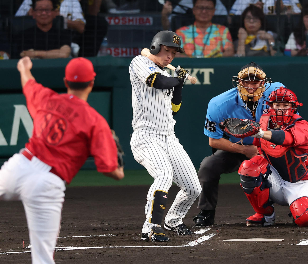 阪神対広島　1回裏阪神無死、近本は四球を選ぶ（撮影・上田博志）