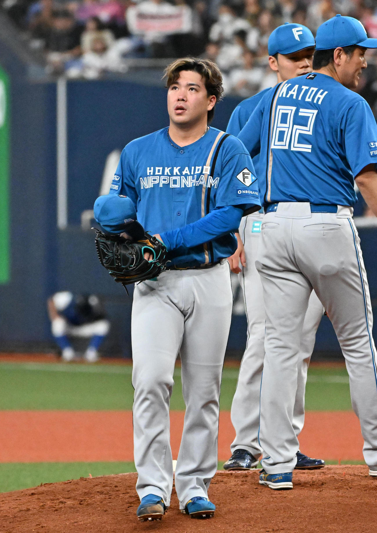 オリックス対日ハム　7回裏途中で降板する金村（撮影・石井愛子）