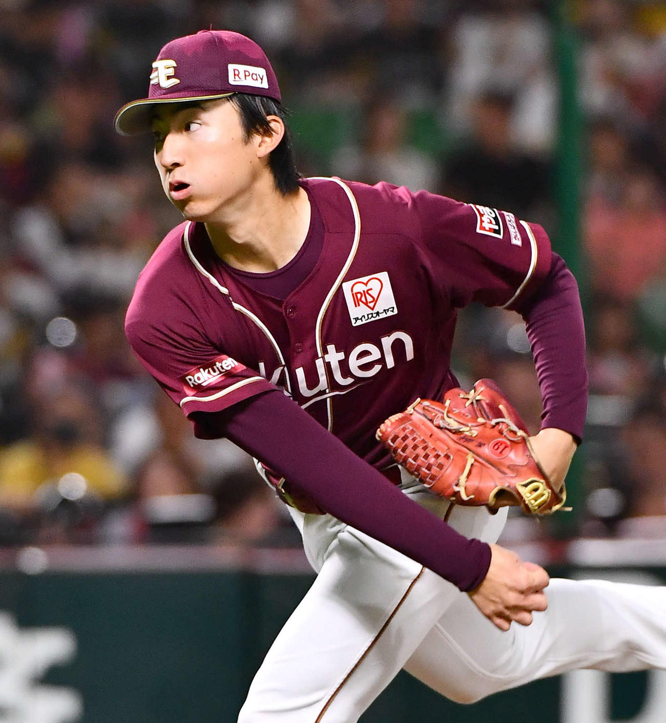 ソフトバンク対楽天　楽天先発の荘司（撮影・岩下翔太）