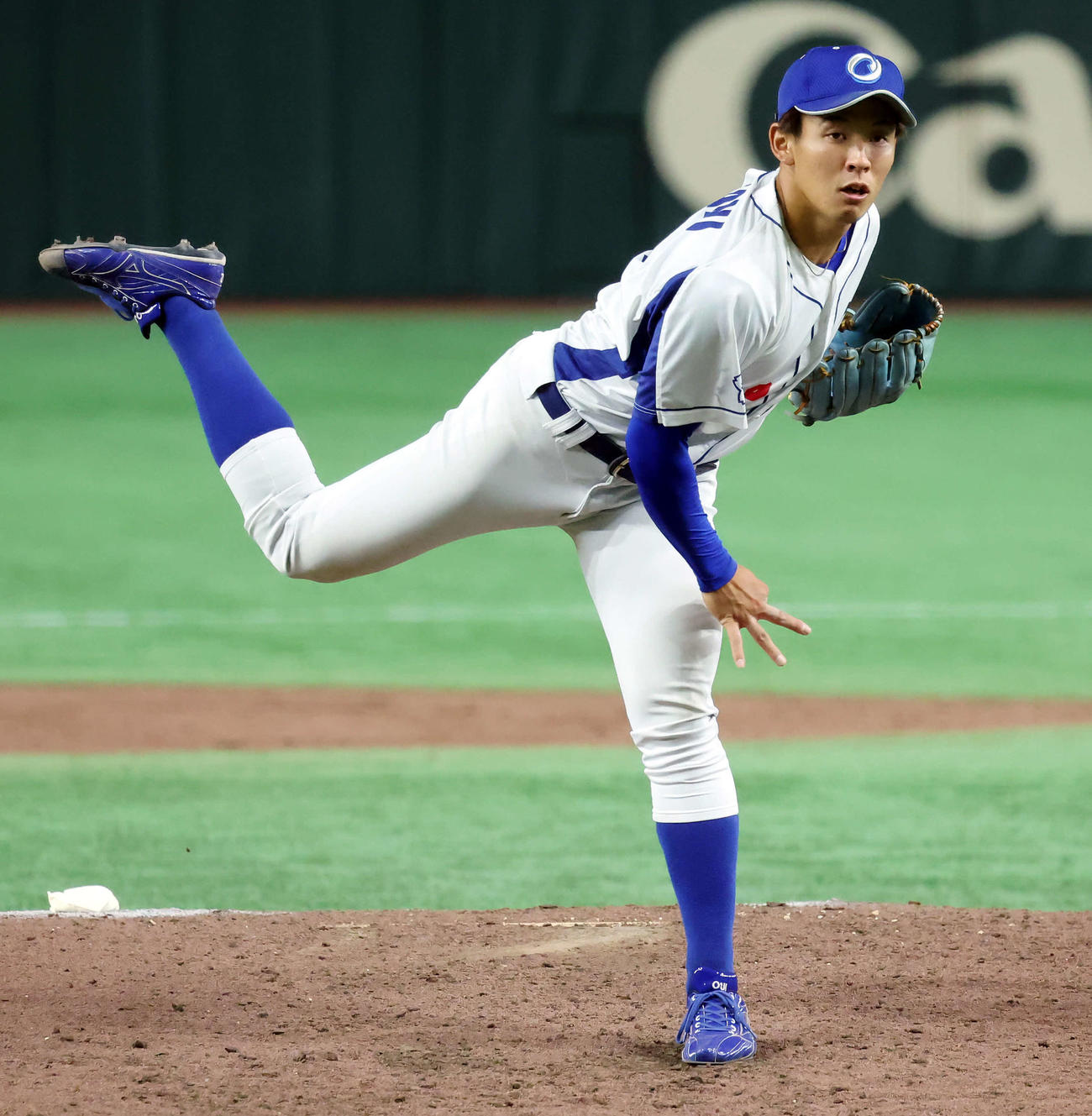 JFE東日本対王子　力投する王子・九谷（撮影・山本朝陽）
