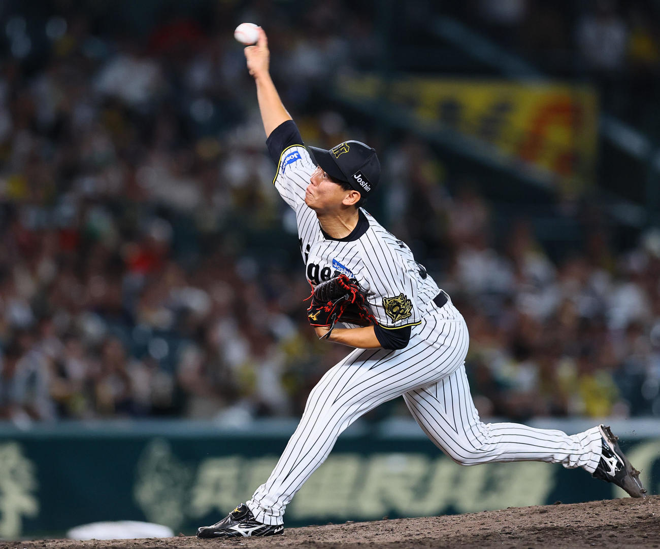 阪神対広島　7回、4番手で登板した阪神畠（撮影・藤尾明華）