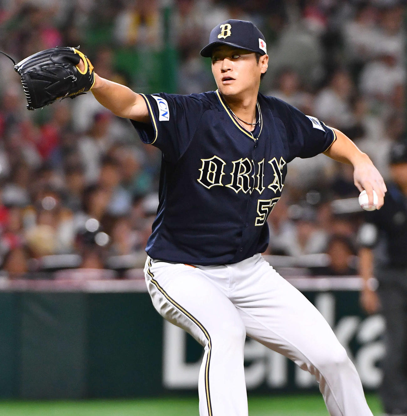 3日、ソフトバンク戦に登板したオリックス山田修義