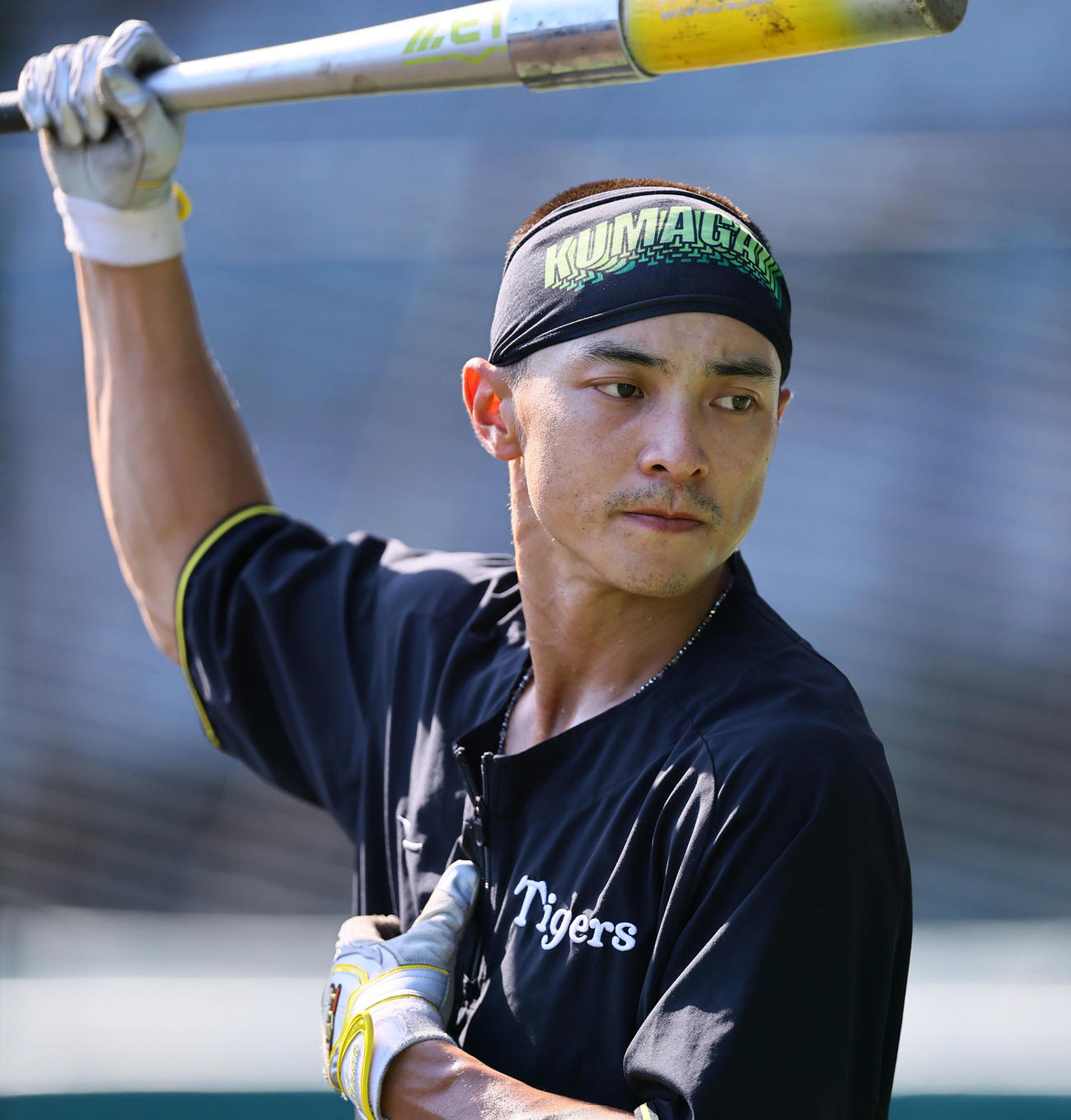 阪神対広島　打撃練習をする阪神熊谷（撮影・藤尾明華）