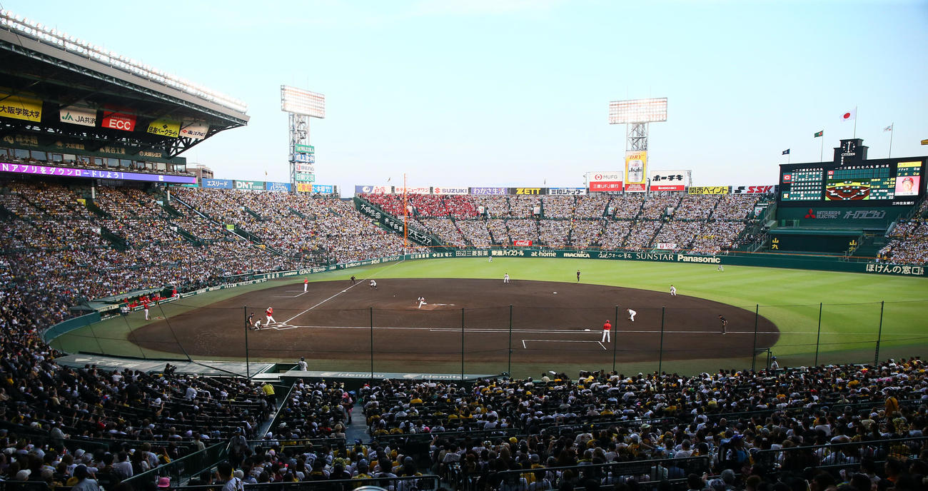 阪神対広島　試合が開始された甲子園球場（撮影・上山淳一）