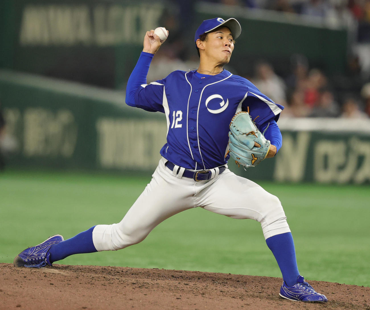 王子対三菱自動車岡崎　力投する王子・九谷（撮影・野上伸悟）