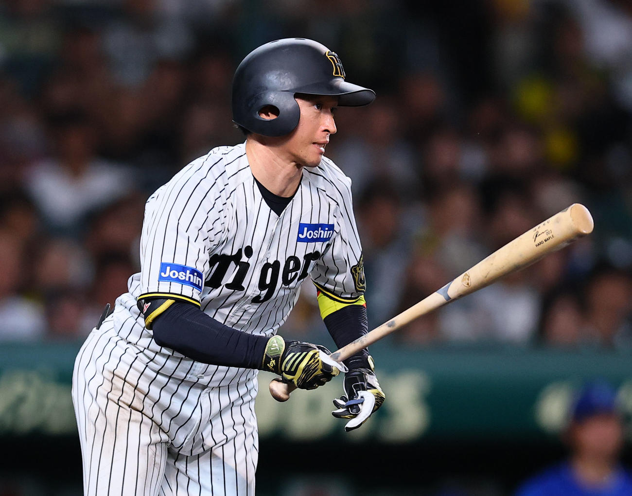 阪神対DeNA 8回裏阪神2死、近本は右前打を放つ（撮影・藤尾明華）