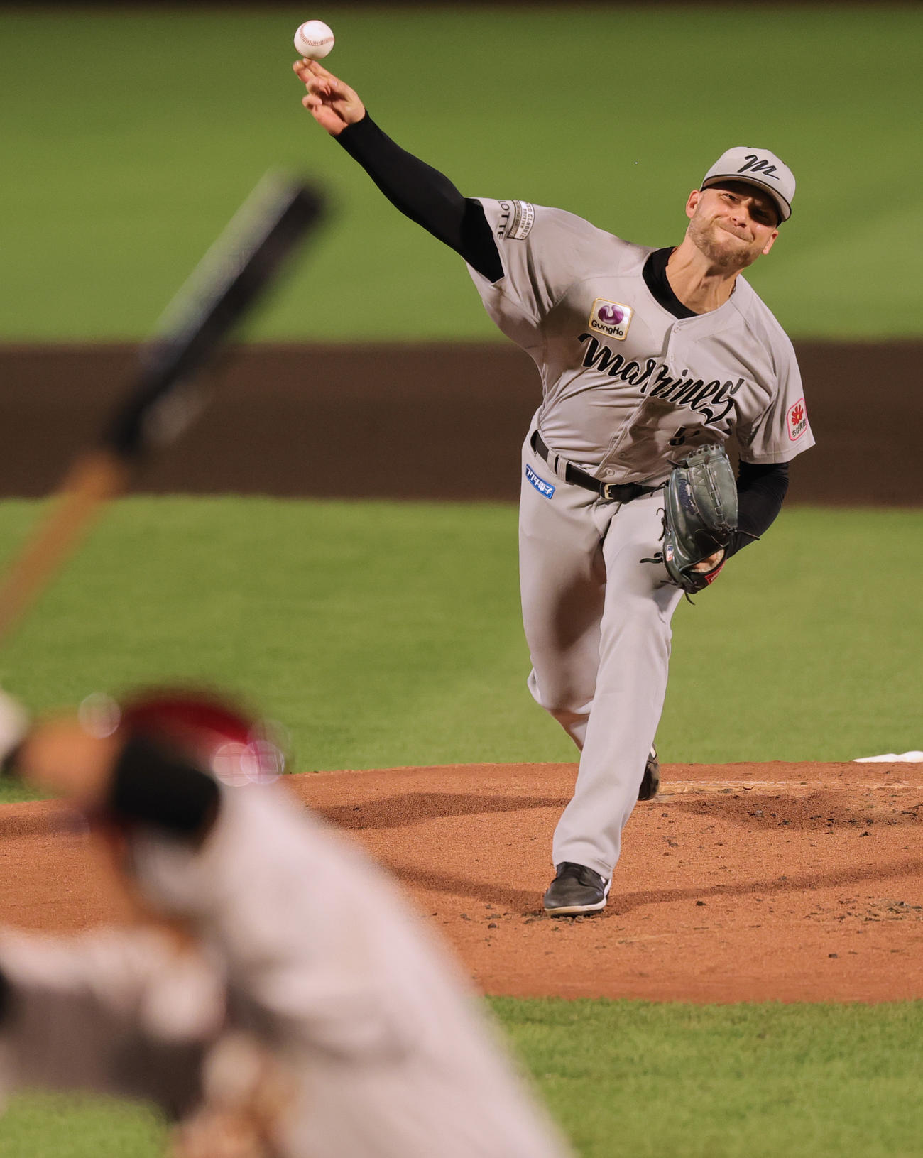 楽天対ロッテ　ロッテ先発のボス（撮影・野上伸悟）