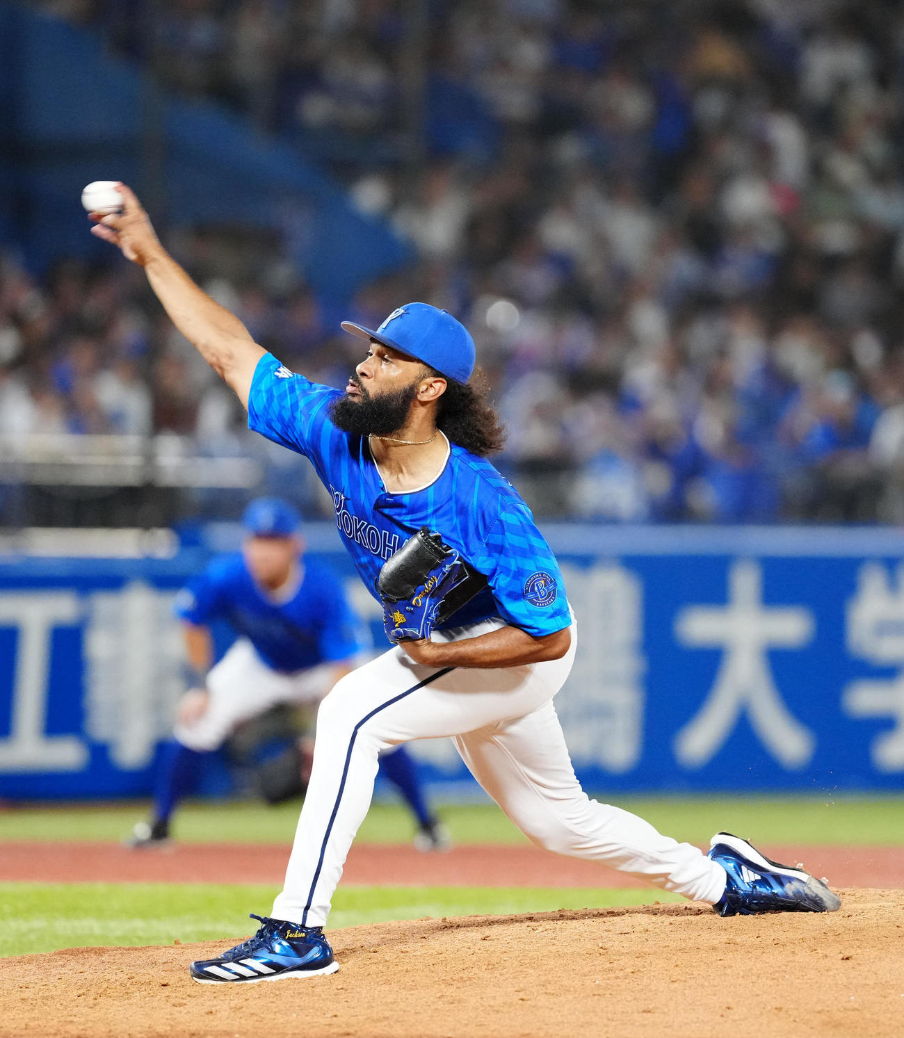 ヤクルト対DeNA DeNA先発のジャクソン（撮影・江口和貴）