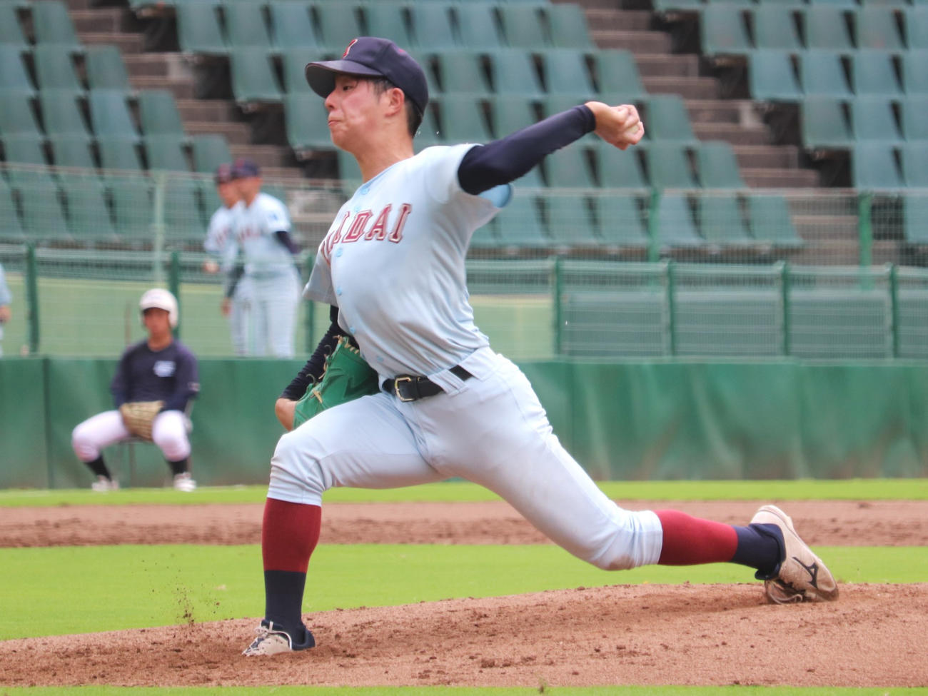 立命大対近大1回戦　先発した、近大・野口（撮影・中島麗）