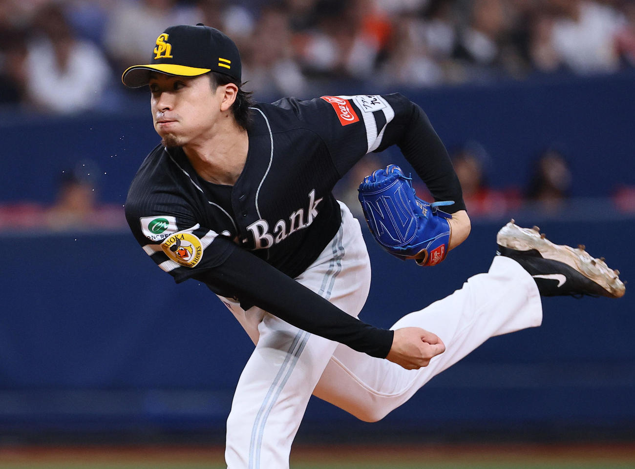 オリックス対ソフトバンク　ソフトバンク先発の上沢（撮影・藤尾明華）
