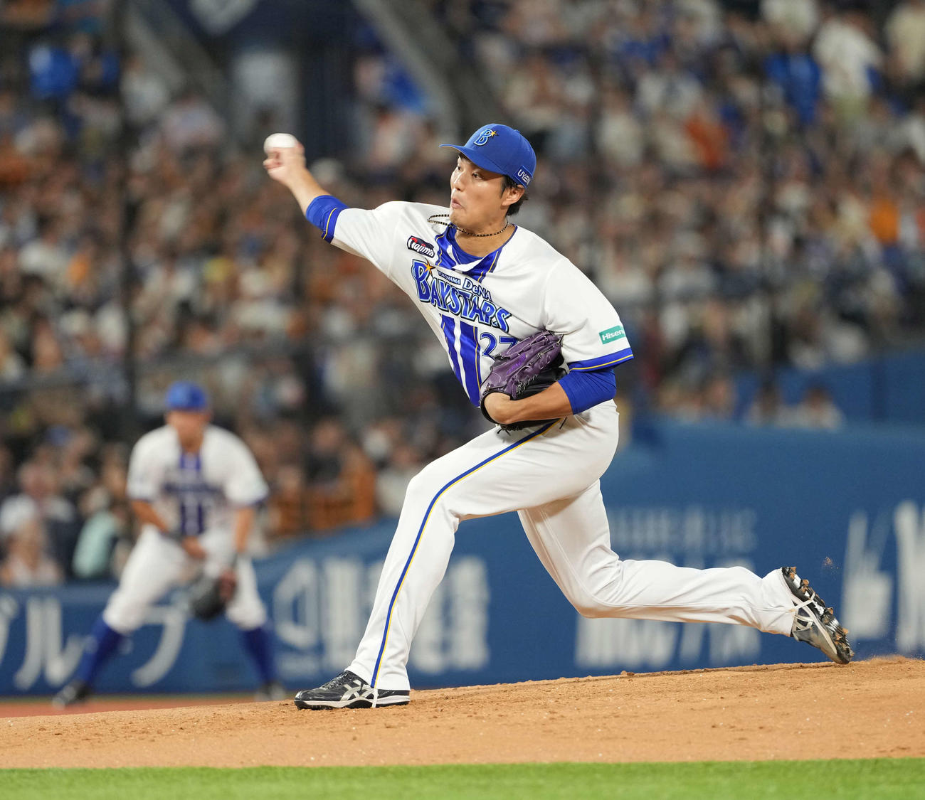 DeNA対巨人　力投するDeNA藤浪（撮影・井上学）