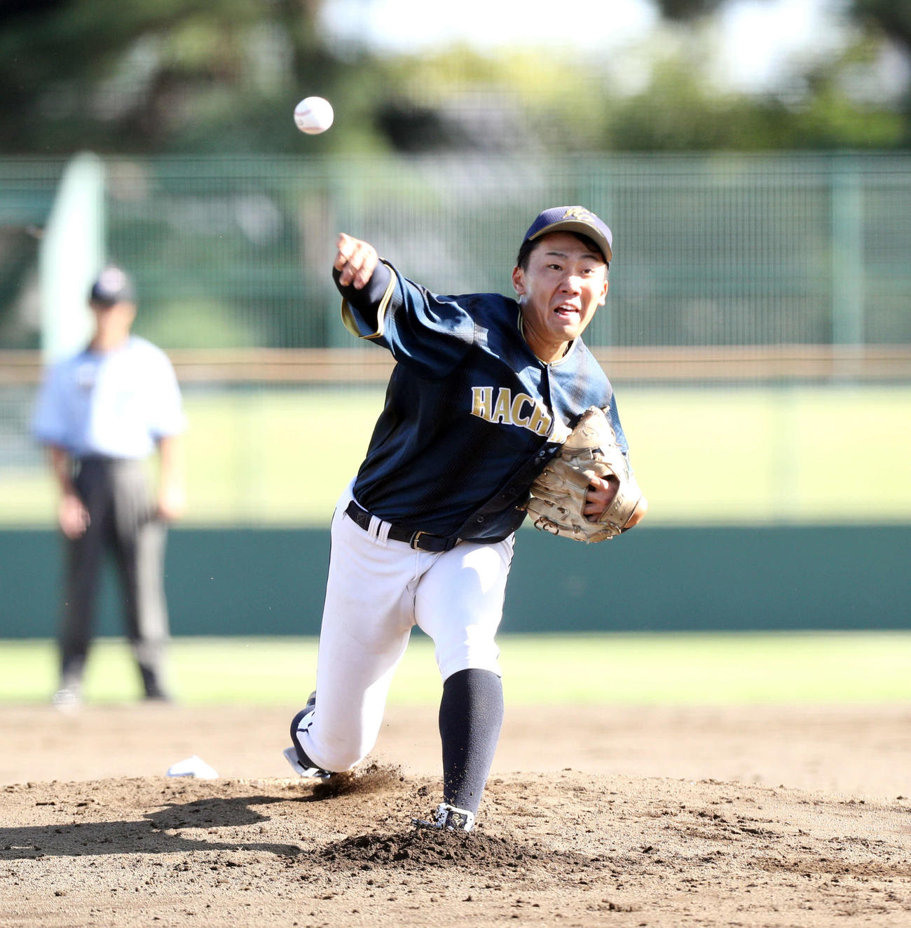 八戸学院大対青森大　先発した八戸学院大・小林（撮影・木村有優）