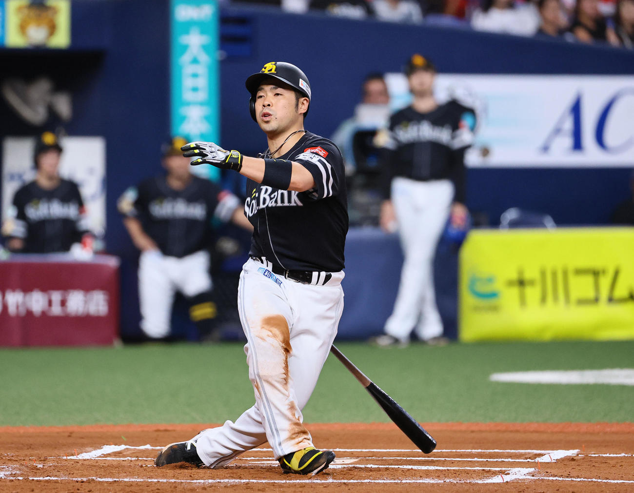 9月13日のオリックス戦で三振に倒れるソフトバンク近藤健介