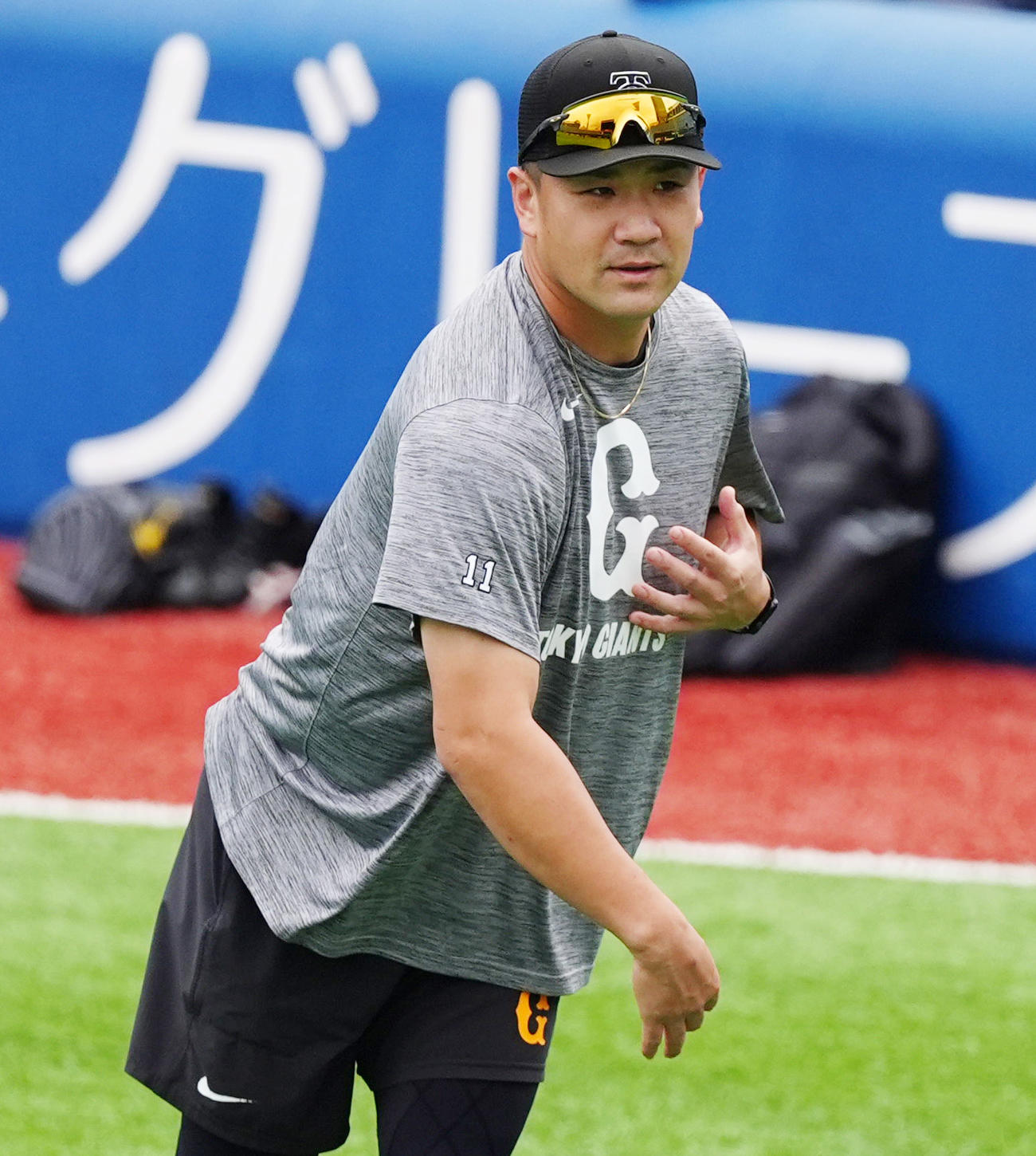 DeNA対巨人　試合前練習を行う巨人田中将（撮影・清水貴仁）