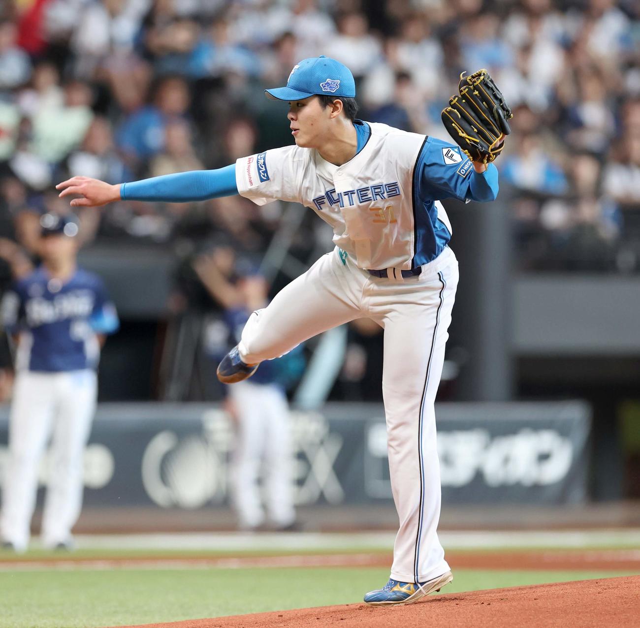 日本ハム対西武　日本ハム先発の柴田（撮影・黒川智章）