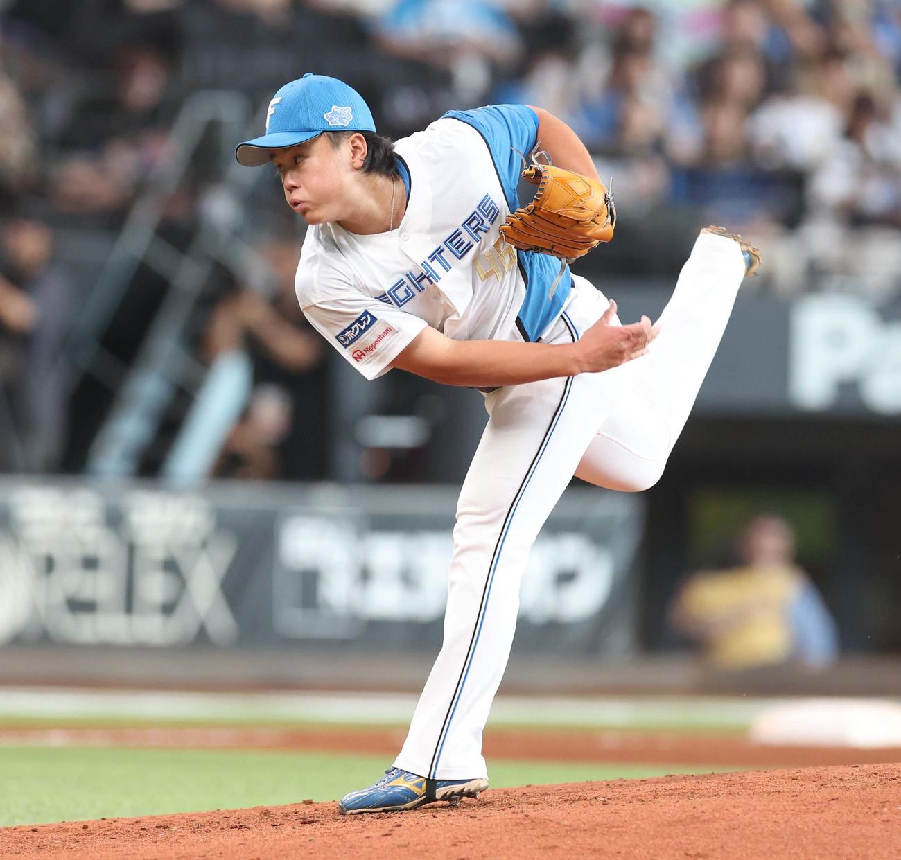 日本ハム対西武　5回に登板の畔柳（撮影・黒川智章）