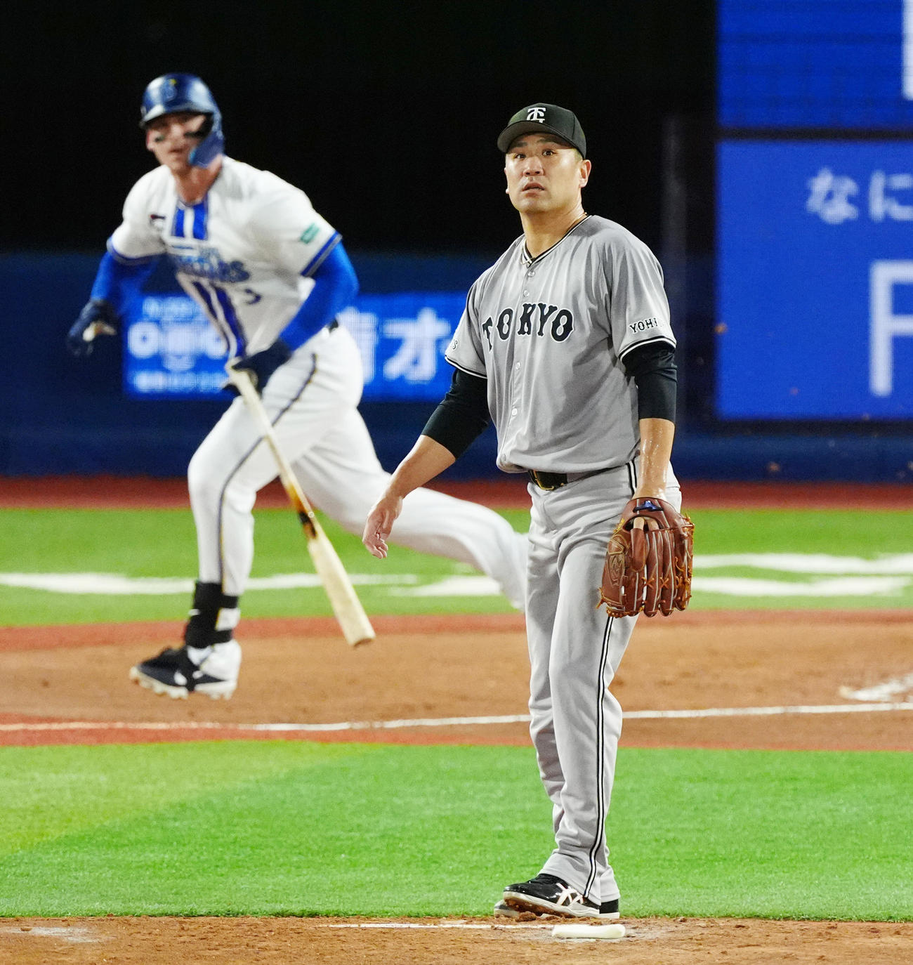 DeNA対巨人　1回裏DeNA2死一塁、オースティンを中飛に打ち取る巨人田中将（撮影・清水貴仁）