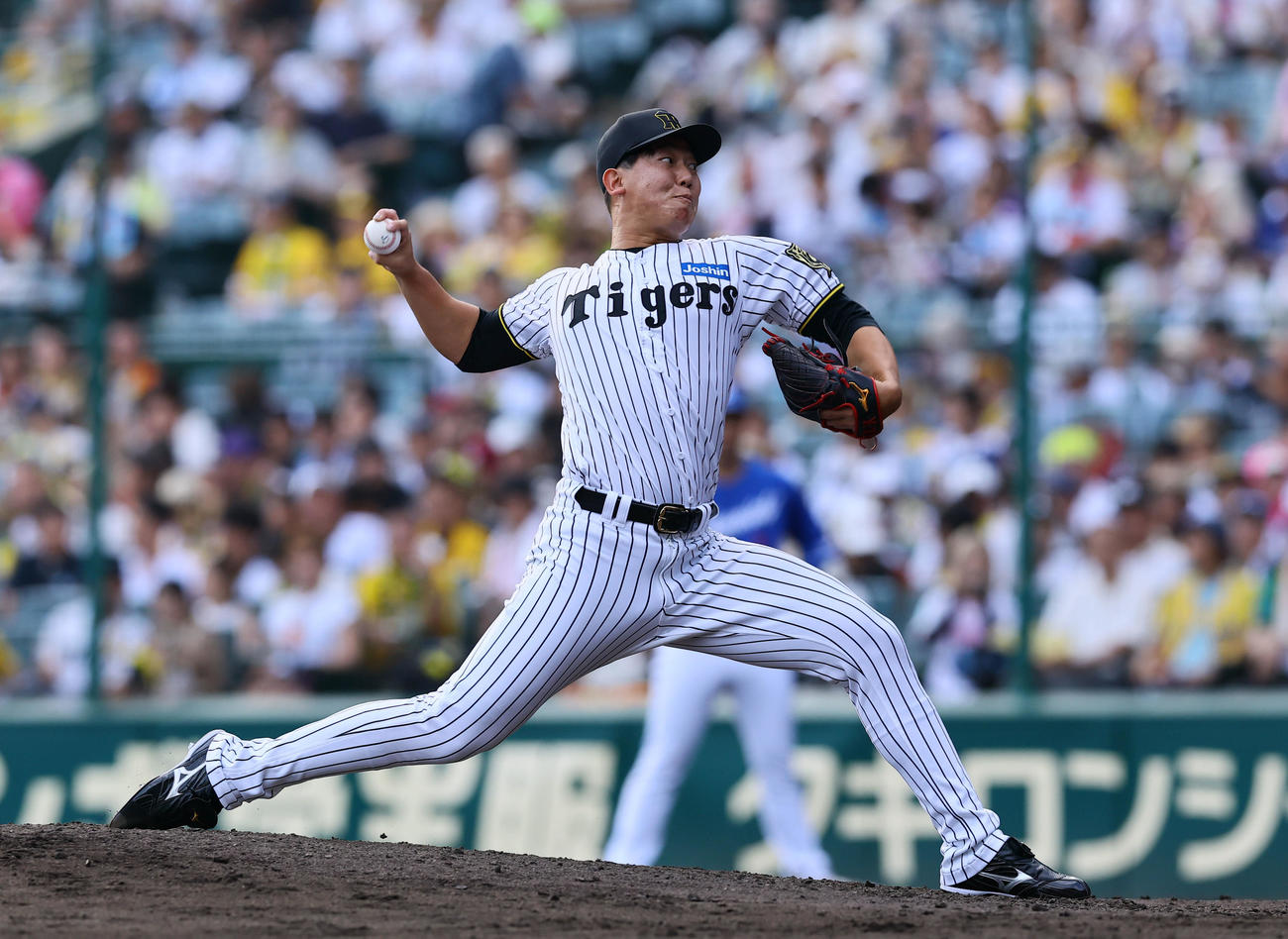 阪神対中日　8回、3番手で登板した阪神畠（撮影・藤尾明華）