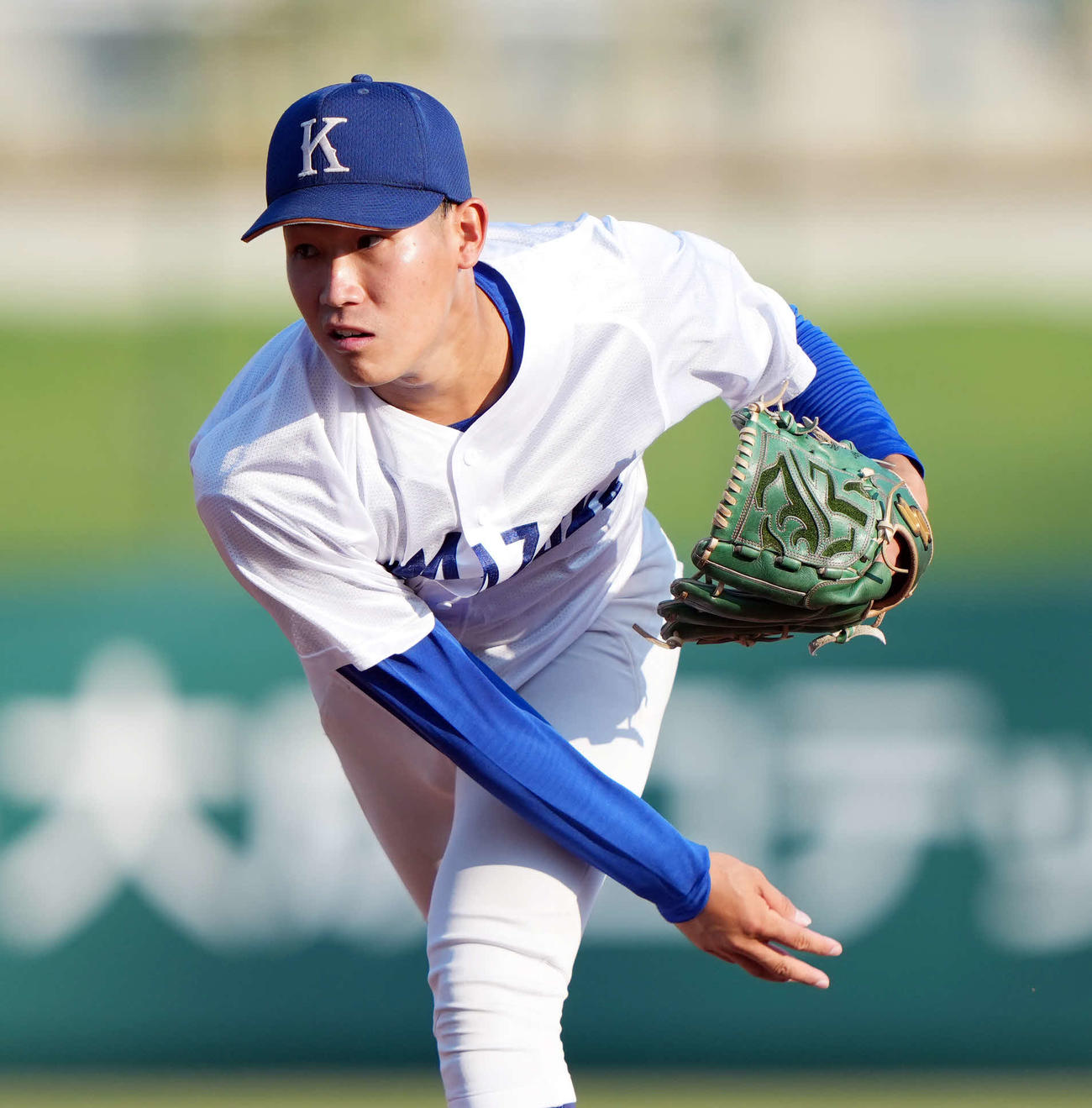 駒大対東洋大　先発の駒大・仲井（撮影・小島史椰）