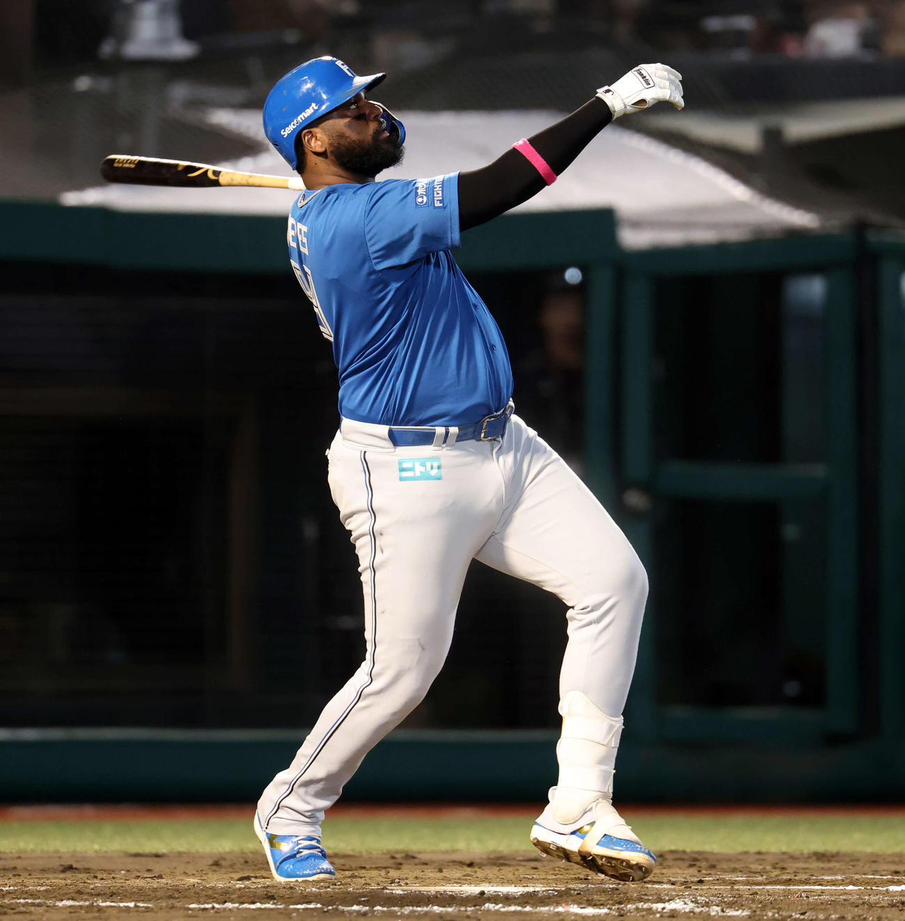 楽天対日本ハム　8回表日本ハム2死、レイエスは中越え同点ソロ本塁打を放つ（撮影・浅見桂子）