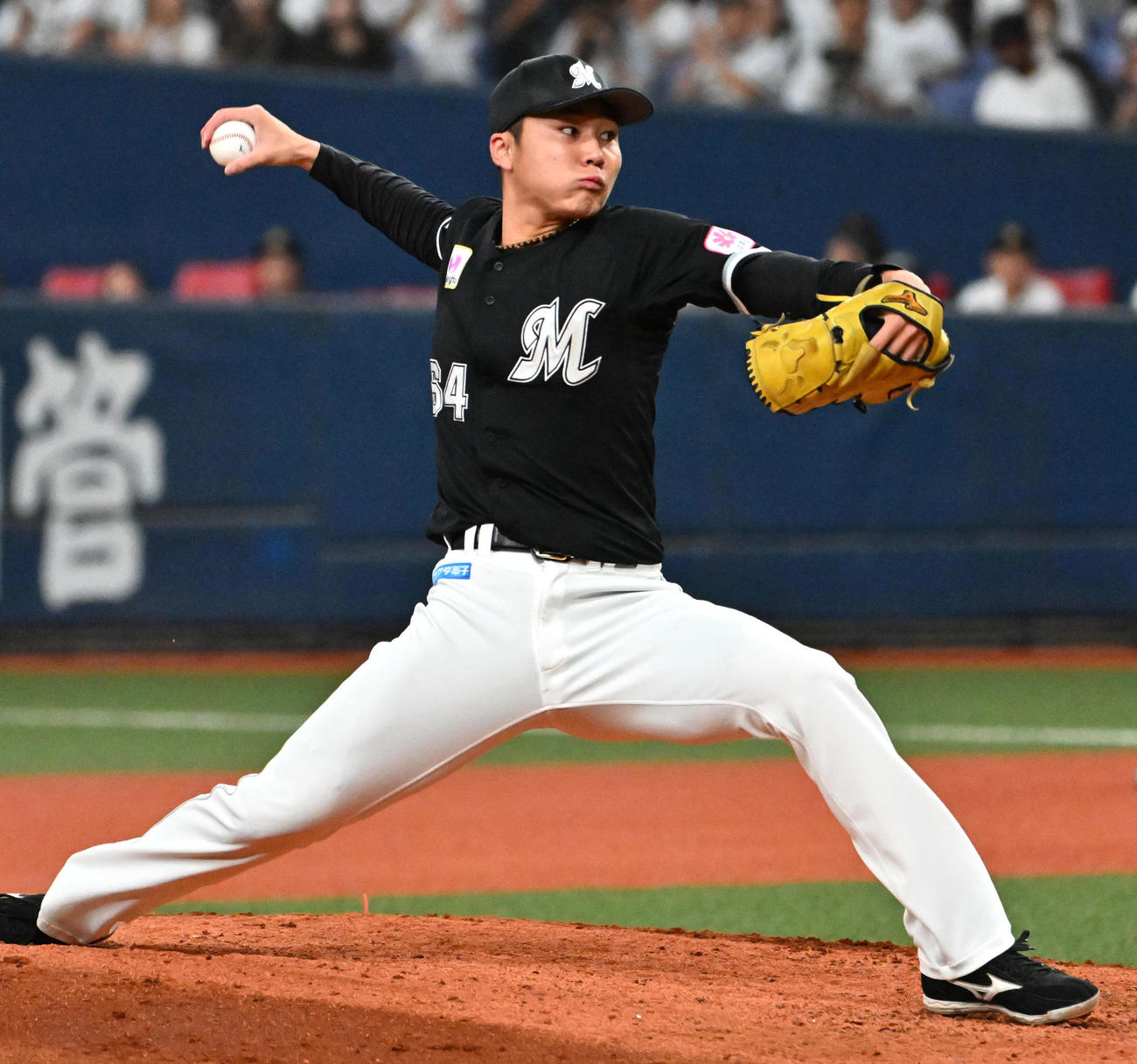 オリックス対ロッテ　ロッテ2番手の広池（撮影・石井愛子）