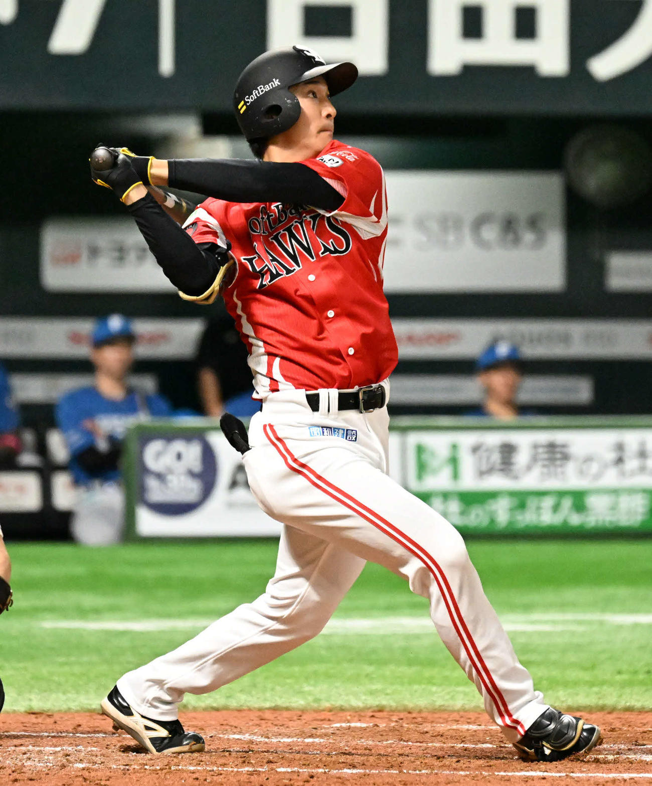 ソフトバンク対日本ハム　2回裏ソフトバンク無死二、三塁、柳町は犠飛を放ち同点となる（撮影・林敢治）