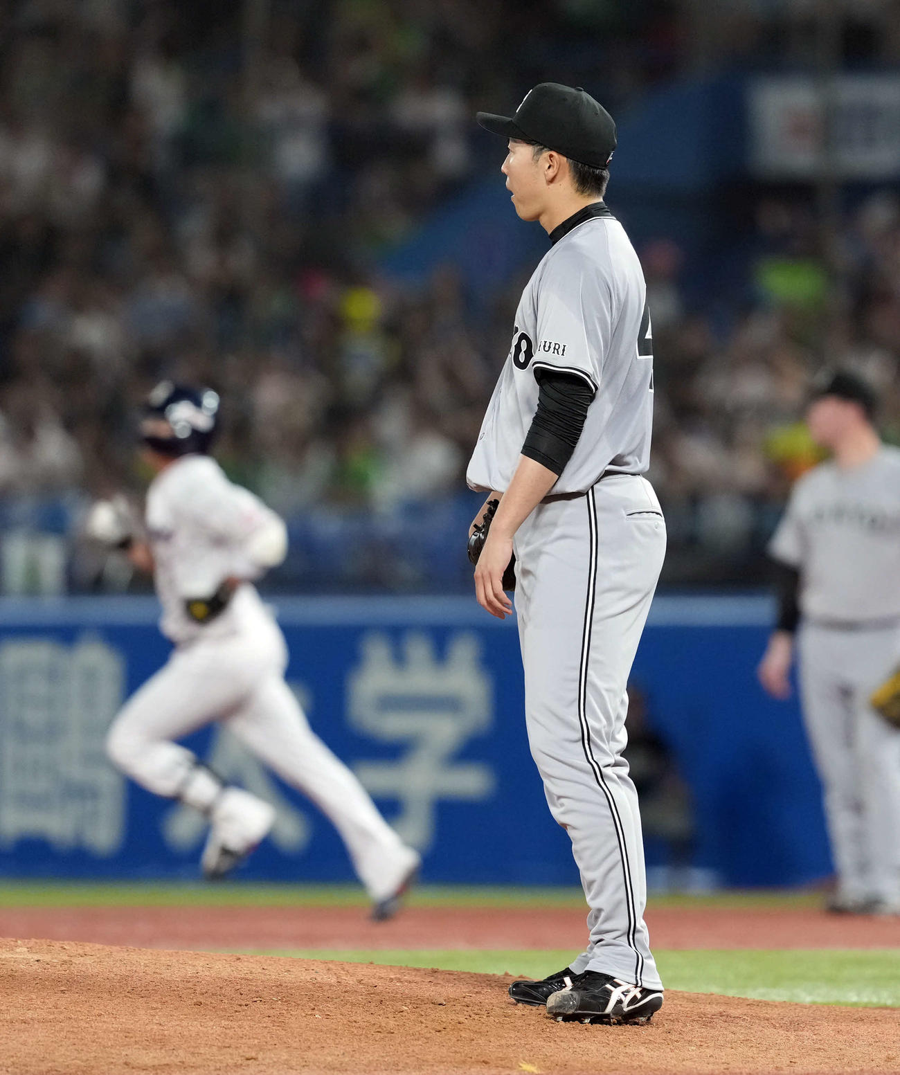 ヤクルト対巨人　2回裏ヤクルト無死、山田にソロ本塁打を浴びる森田（撮影・たえ見朱実）