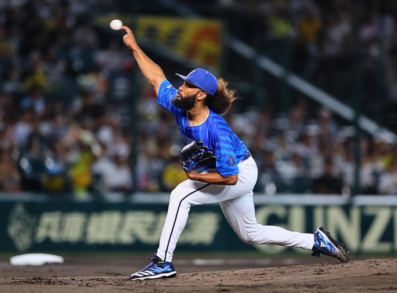 阪神対DeNA DeNA先発のジャクソン（撮影・藤尾明華）