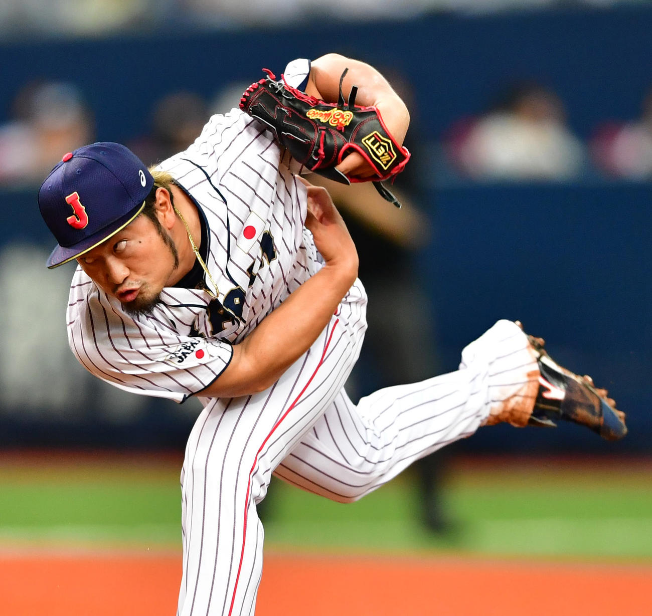 2019年3月、侍ジャパンのメキシコ戦で力投する森唯斗