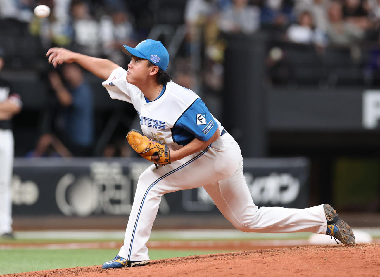 日本ハム対ロッテ　7回に登板の畔柳（撮影・黒川智章）