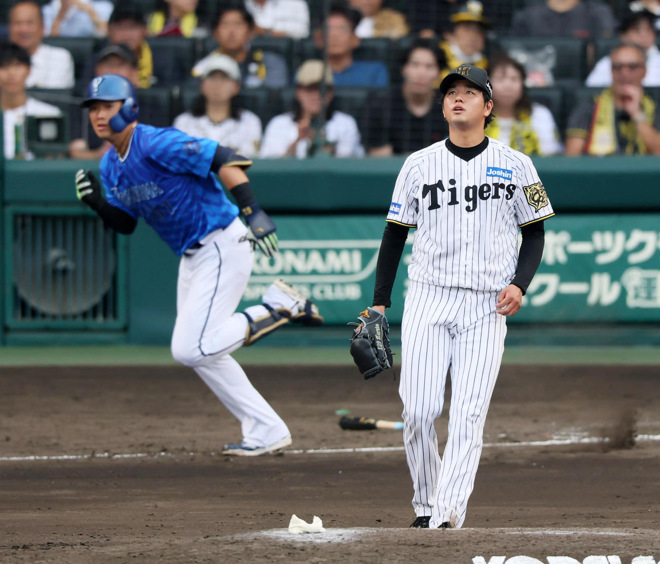 阪神対DeNA 5回表DeNA2死二塁、高橋は蝦名に中前適時打を打たれ失点（撮影・加藤哉）