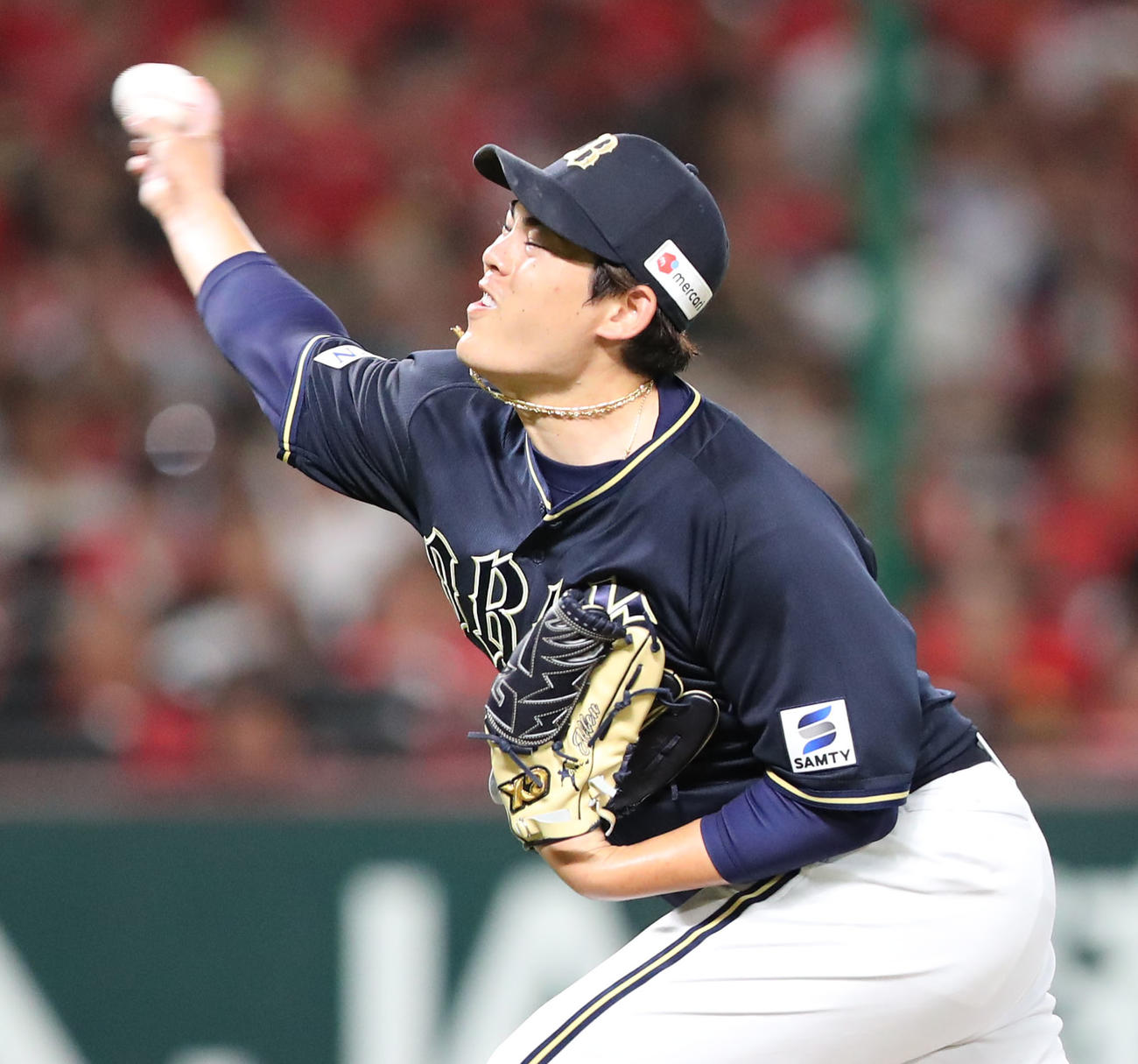 ソフトバンク対オリックス　オリックス先発の九里（撮影・梅根麻紀）