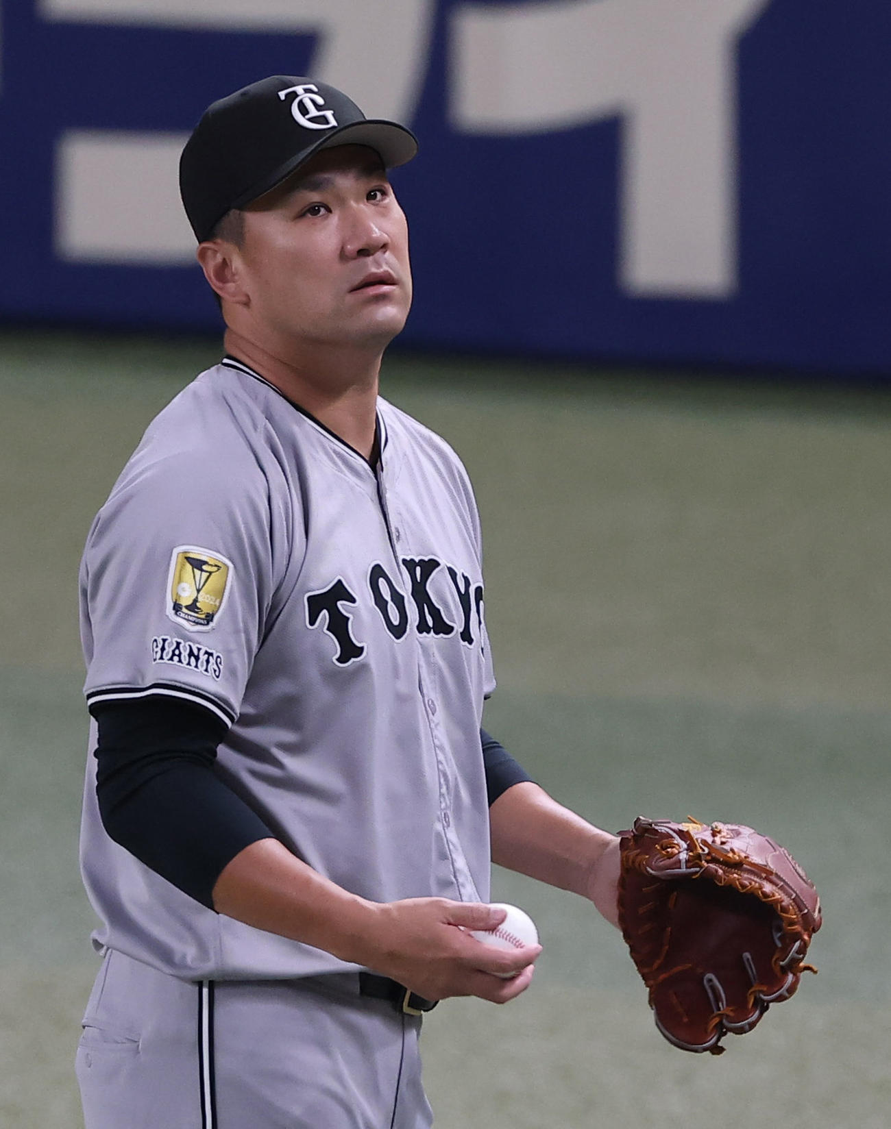 中日対巨人　キャッチボールをする田中将（撮影・上田博志）