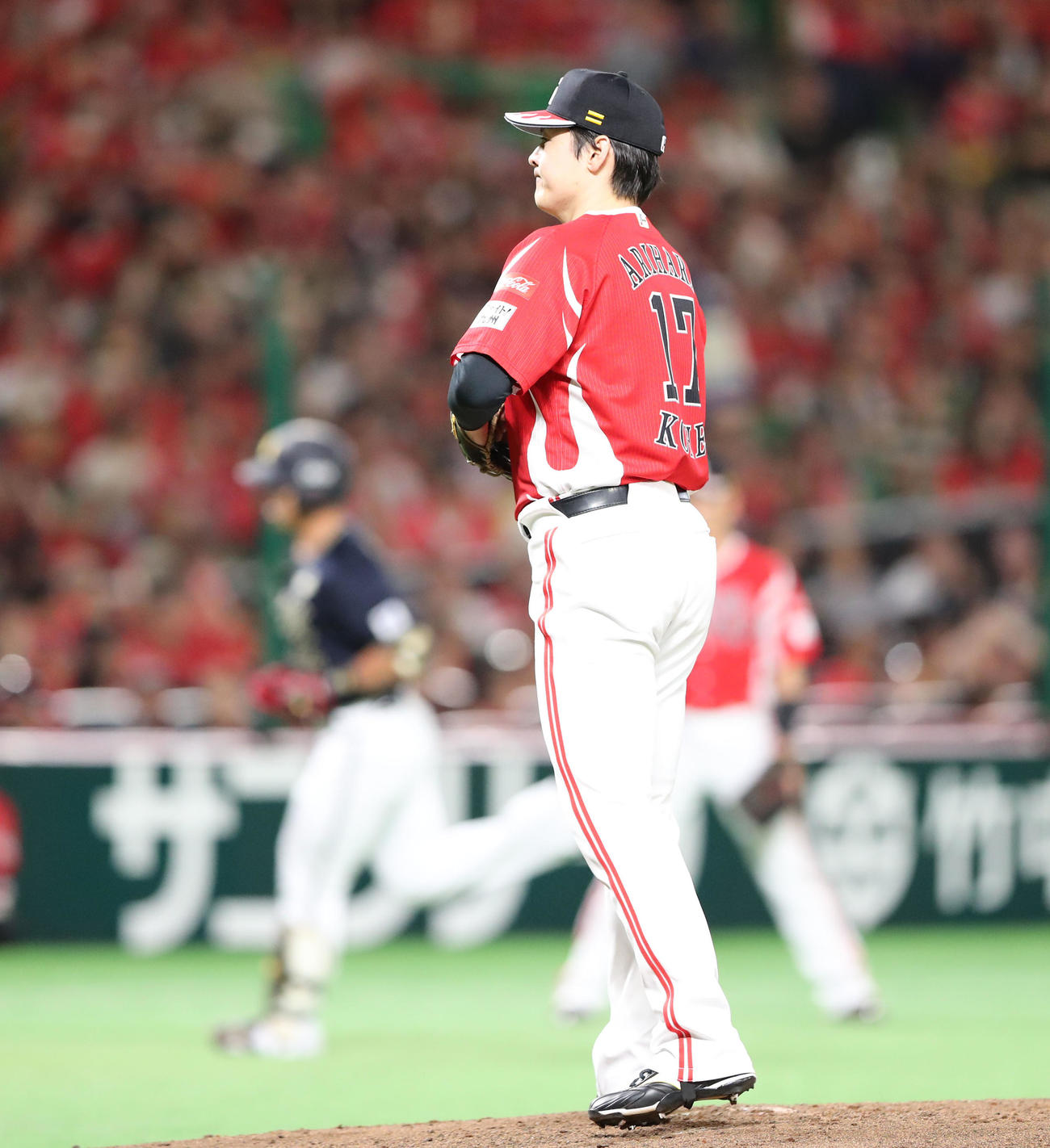 ソフトバンク対オリックス　2回表オリックス1死、頓宮に先制となる左中間本塁打を浴びた有原（撮影・梅根麻紀）