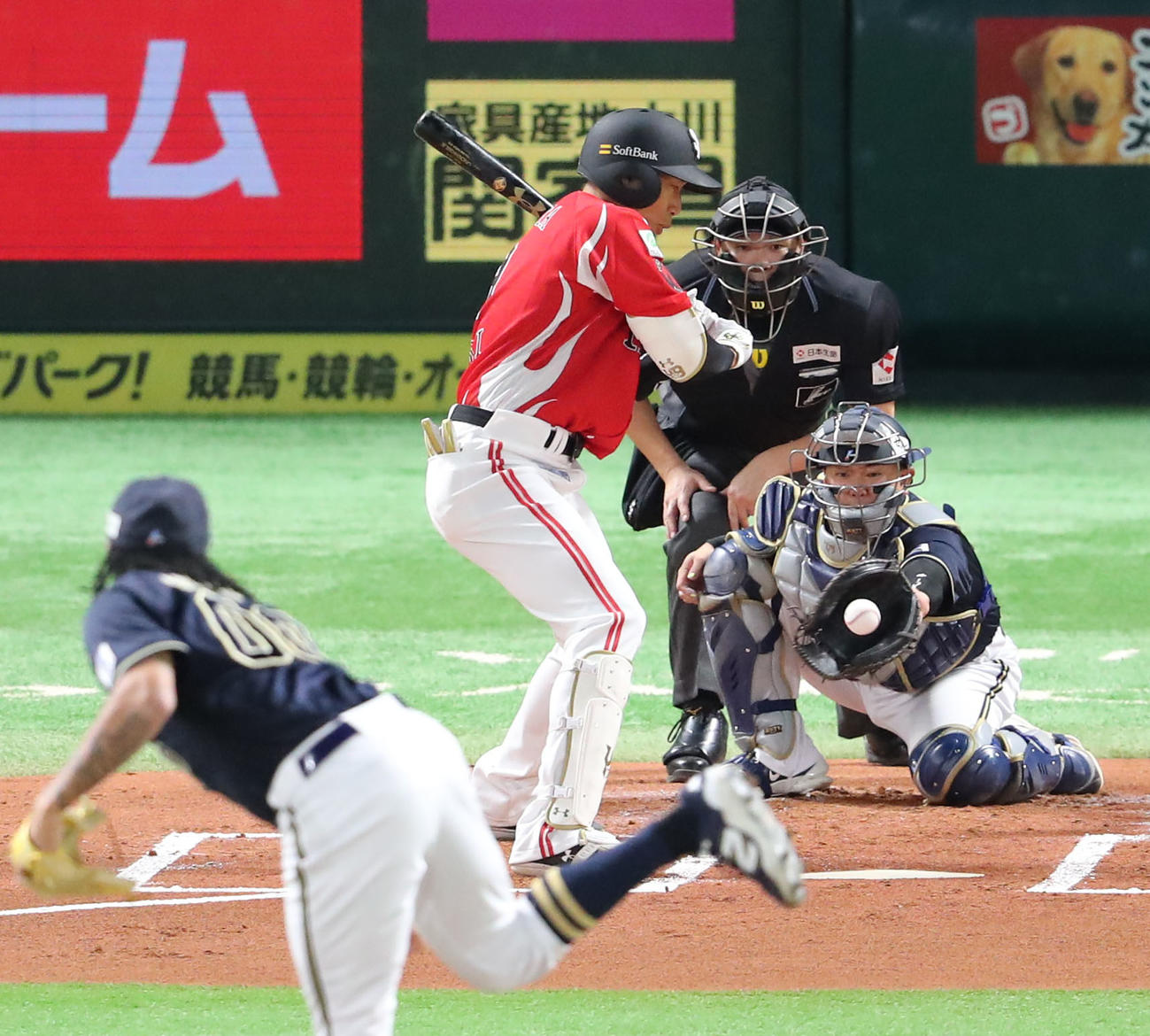 ソフトバンク対オリックス　1回裏ソフトバンク1死、柳田は見逃しの三振に終わる（撮影・梅根麻紀）