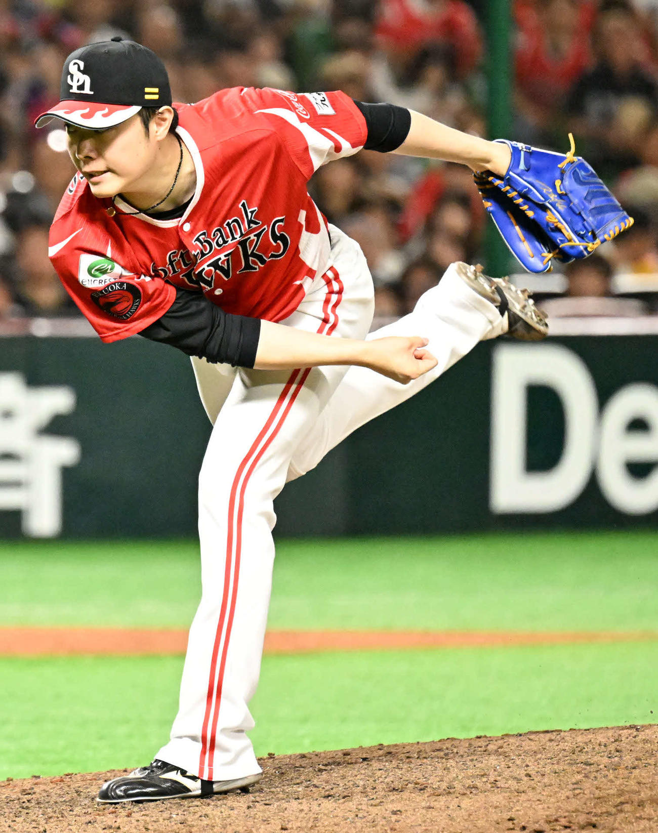 ソフトバンク対オリックス　ソフトバンク3番手投手の松本裕（撮影・林敢治）