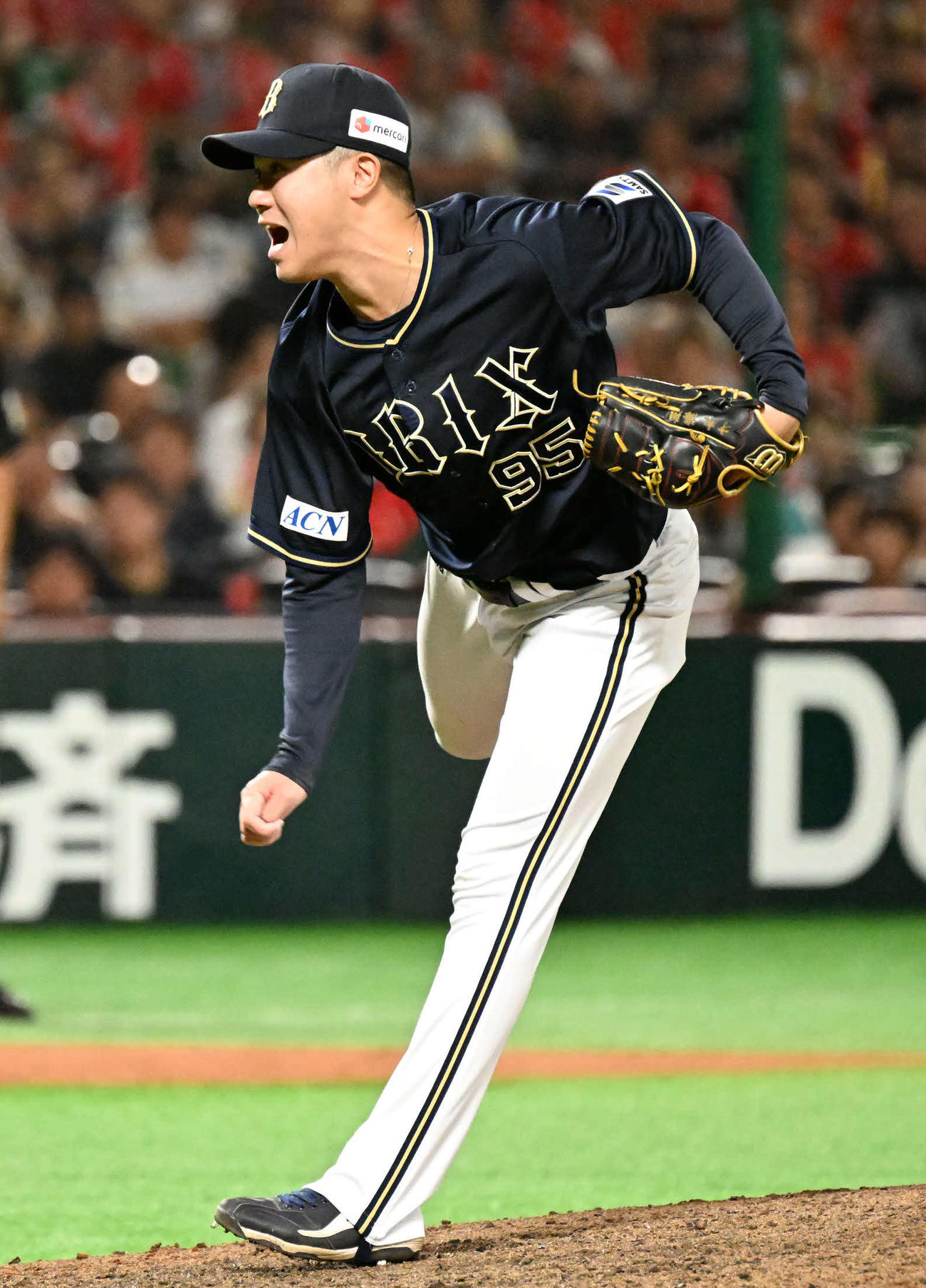 ソフトバンク対オリックス　オリックス4番手投手の才木（撮影・林敢治）