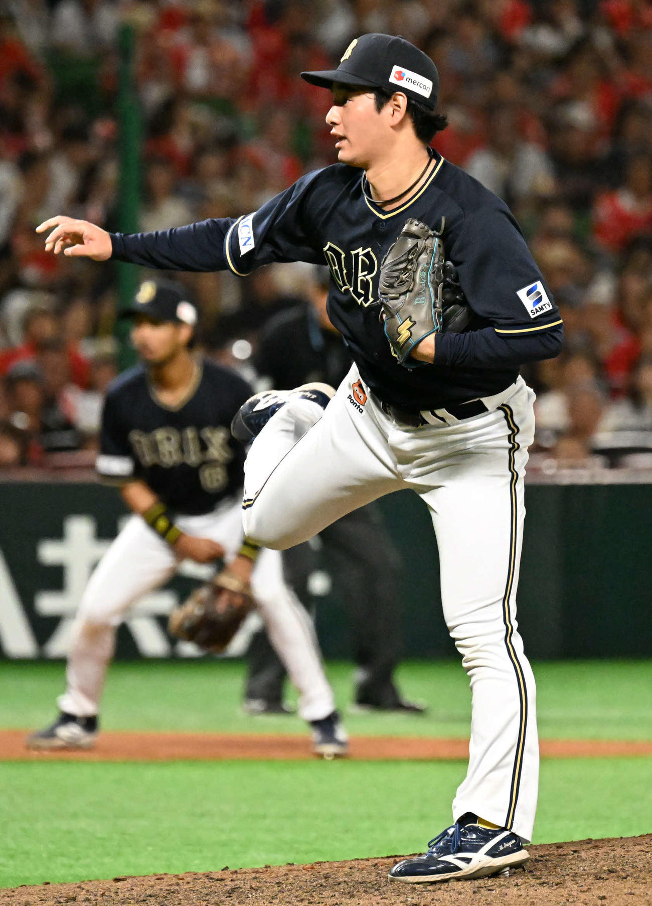 ソフトバンク対オリックス　オリックス2番手投手の入山（撮影・林敢治）