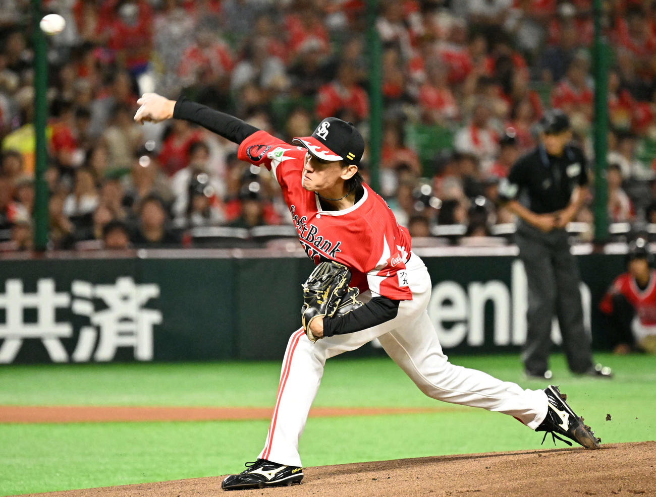 ソフトバンク対オリックス　ソフトバンク先発の大津（撮影・林敢治）