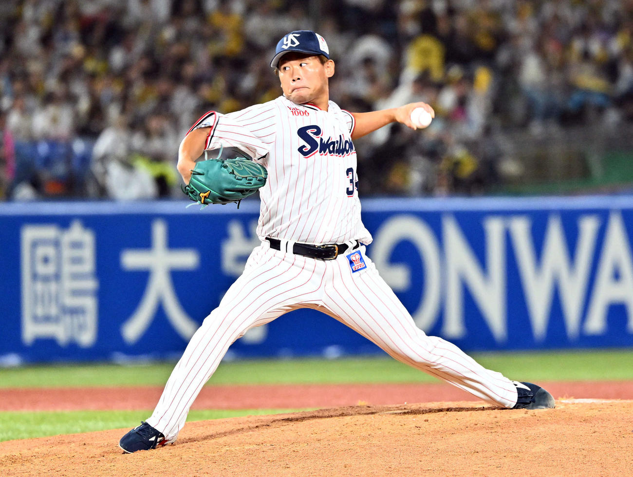 ヤクルト対阪神　ヤクルト2番手の田口（撮影・滝沢徹郎）