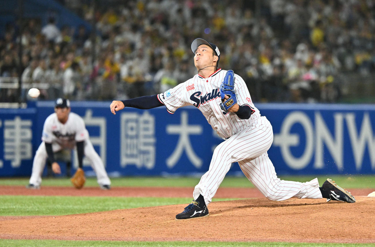 ヤクルト対阪神　ヤクルト先発の青柳（撮影・滝沢徹郎）