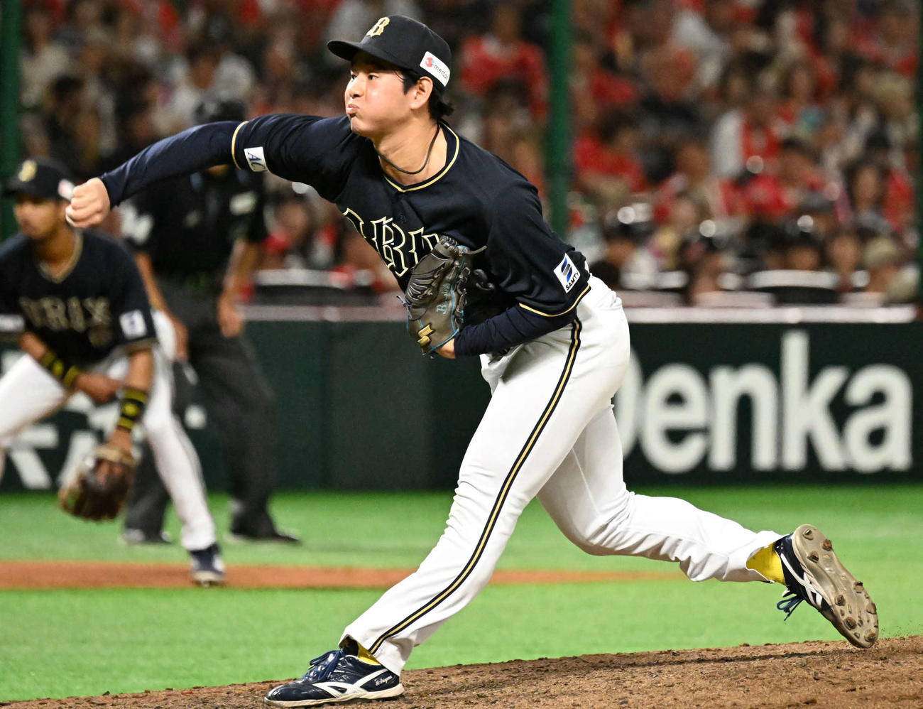 ソフトバンク対オリックス　オリックス2番手投手の入山（撮影・林敢治）