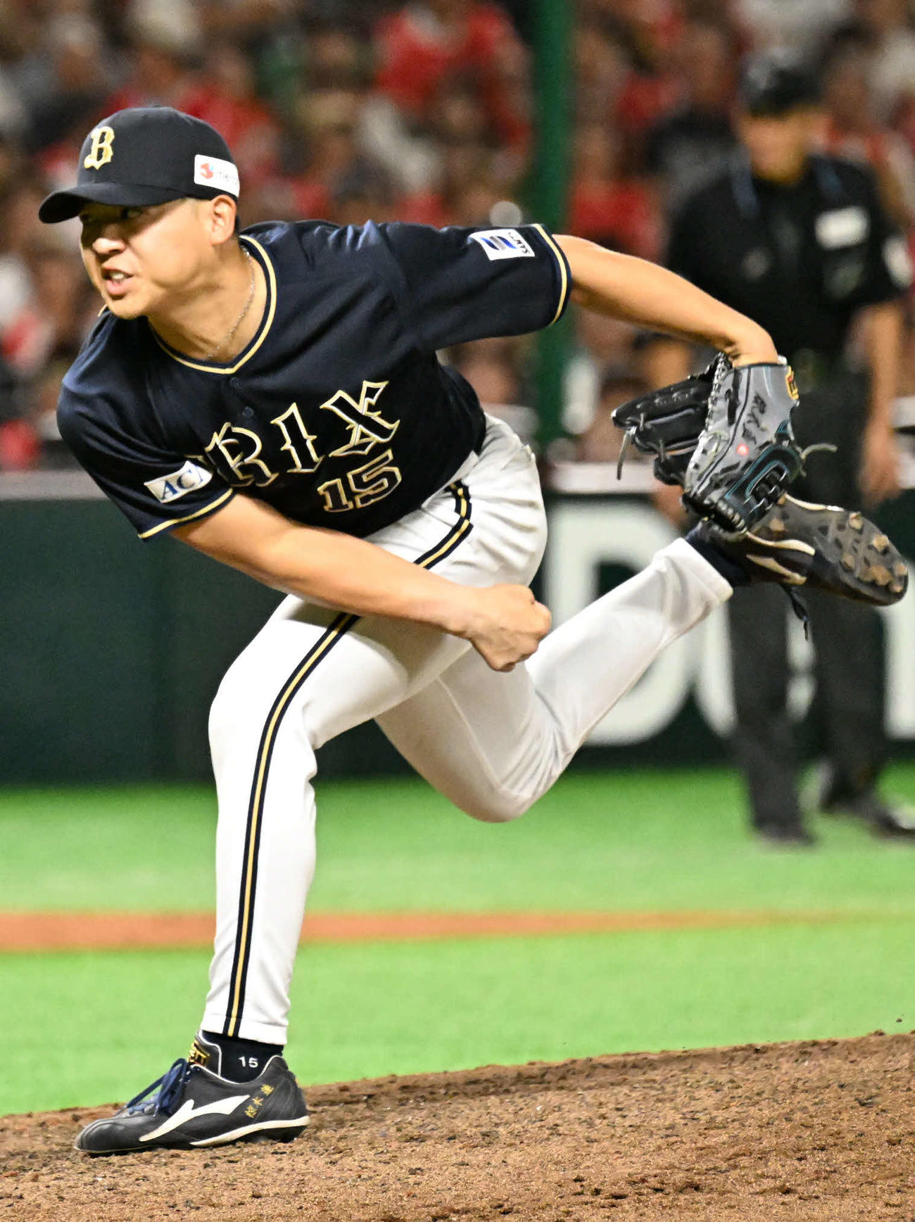 ソフトバンク対オリックス　オリックス3番手投手の椋木（撮影・林敢治）
